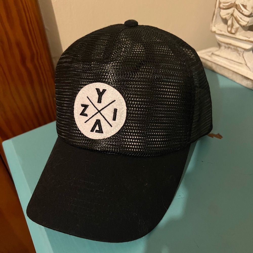 Zyia Black Mesh Trucker Hat with White Logo